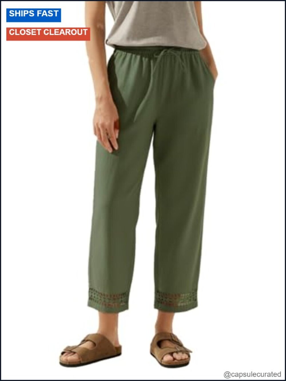 Women's Drawstring Elastic Waist Pants with Pockets S-XXL